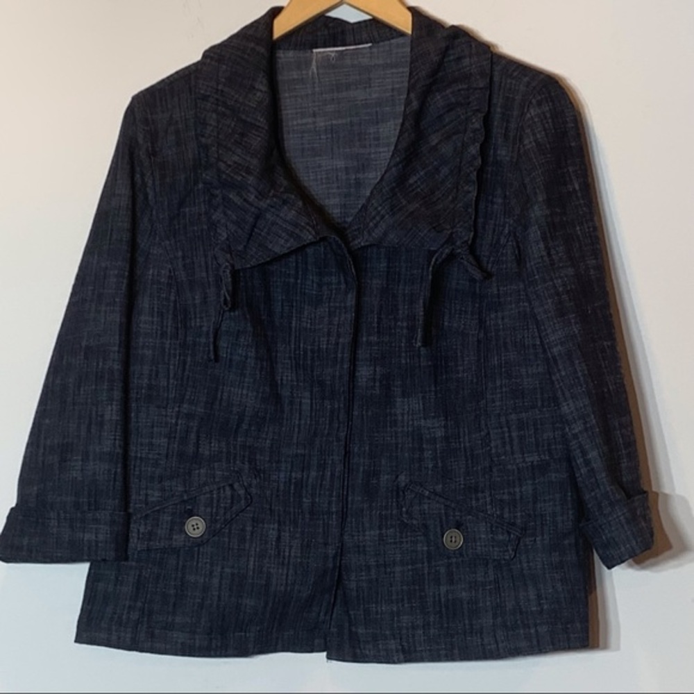 EUC Denim Style Button Front 3/4 Sleeve Jacket
